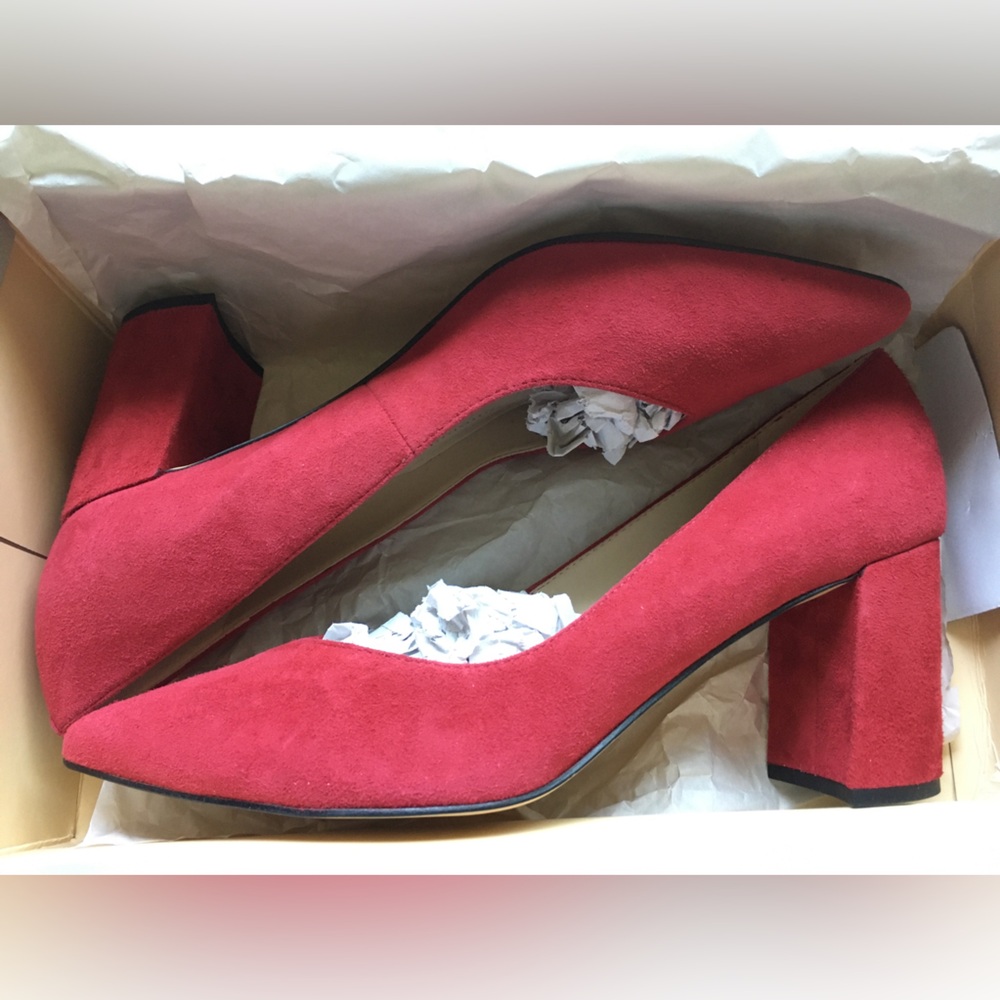 Red Suede Heels by Marc Fisher
